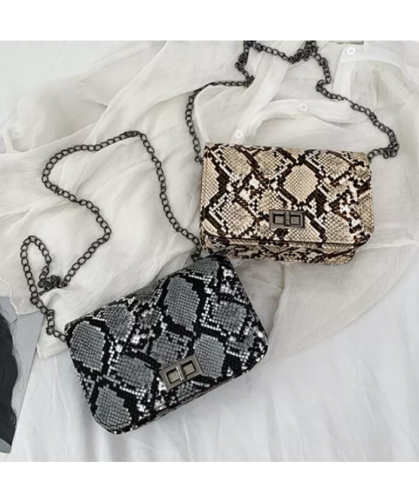 Small Snake Print Shoulder Bag Messenger Handbags for Women PU Leather Flap Serpentine Chain Bags Bolsas Mujer Sac A Main