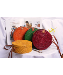 Factory direct colorful women summer beach rattan bags hand-woven crossbody shoulder bag