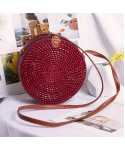 Factory direct colorful women summer beach rattan bags hand-woven crossbody shoulder bag