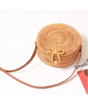 Factory ladies unique custom summer woven rattan bag round crossbody shoulder handbag