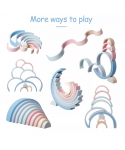 2026 New Bpa Free Rainbow Organic Soft Food Grade Baby Silicone Stacking Toy Building Educational Teether Toy Set