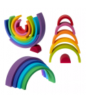 2026 New Bpa Free Rainbow Organic Soft Food Grade Baby Silicone Stacking Toy Building Educational Teether Toy Set