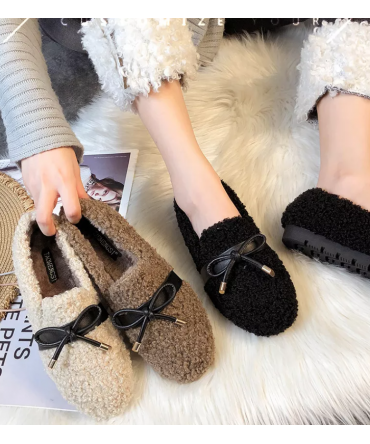 Wholesale Round Toe Flat Women Loafers Shoes with Bowknot