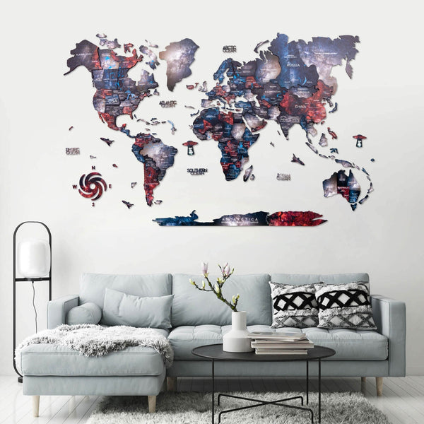 3D Wooden World Map Alcor