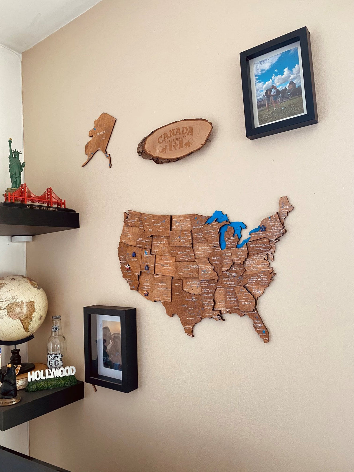 Wooden 3d Map of USA - Oak, Size Medium Prime