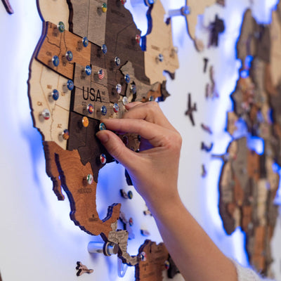 3D LED Wooden World Map 3.0 Multicolor -Size L Prime
