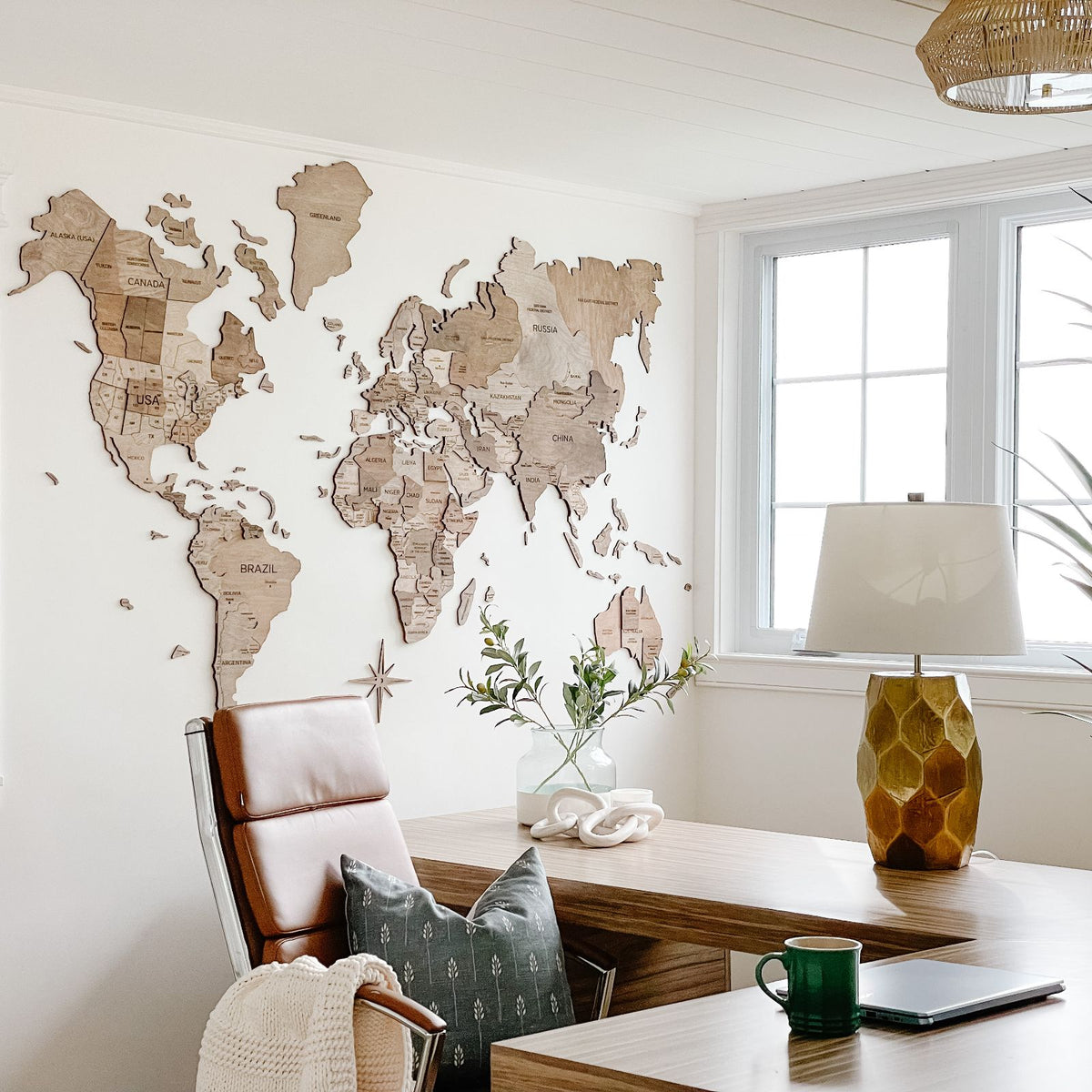 3D Wooden World Map Terra - Size 2XL Prime