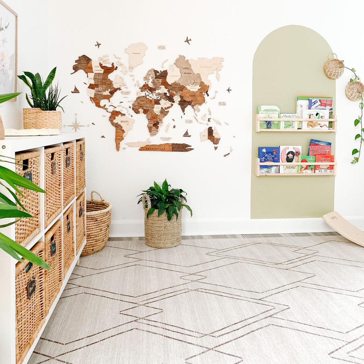 3D Wooden World Map Multicolor - Size XL Prime