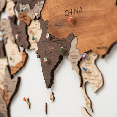 3D Wooden World Map Multicolor - Size XL Prime