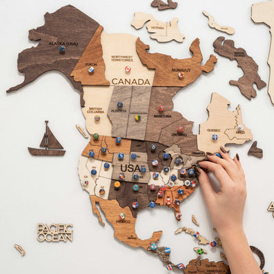 3D Wooden World Map Multicolor - Size L Prime