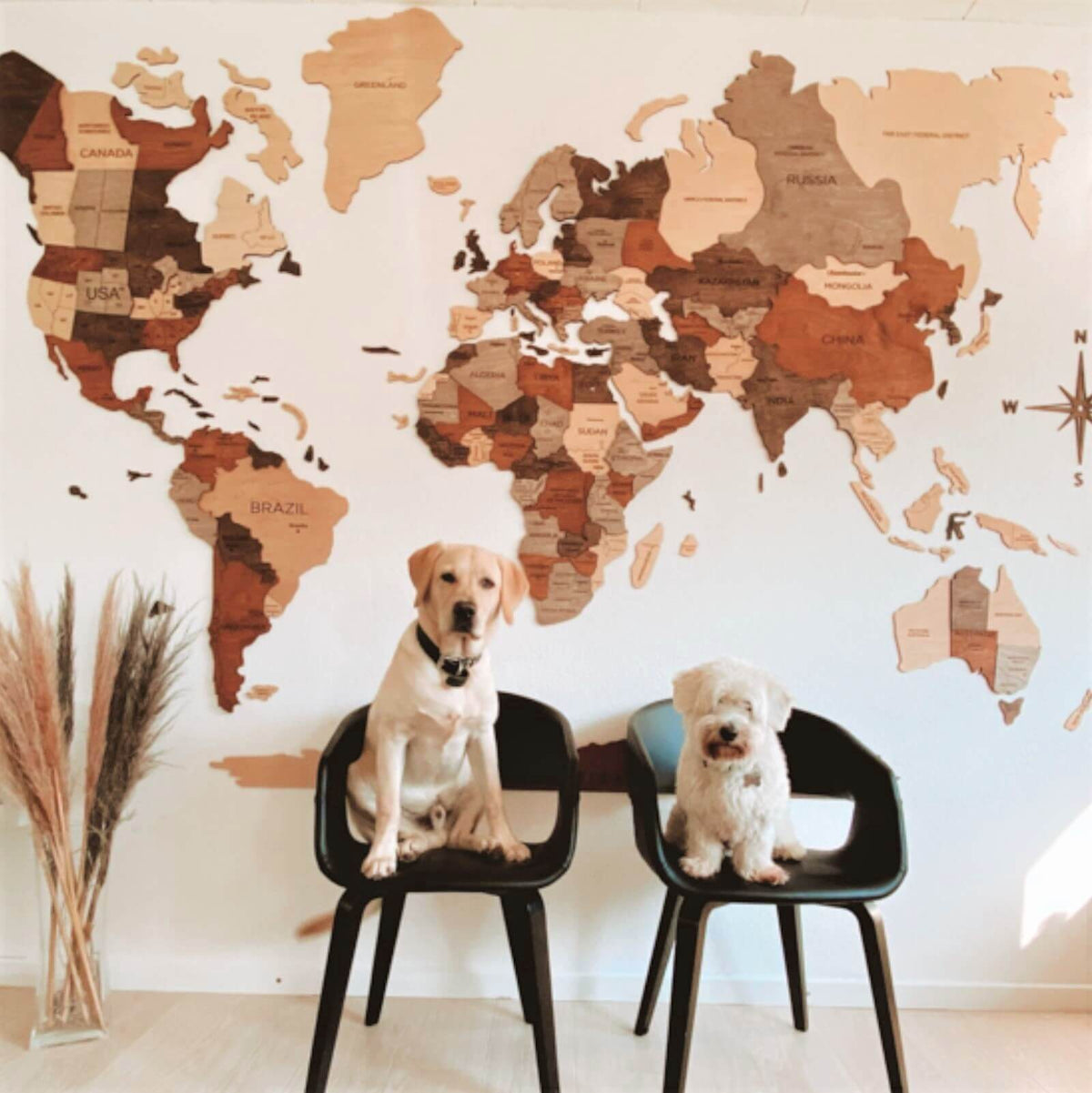 3D Wooden World Map Multicolor - Size XL Prime