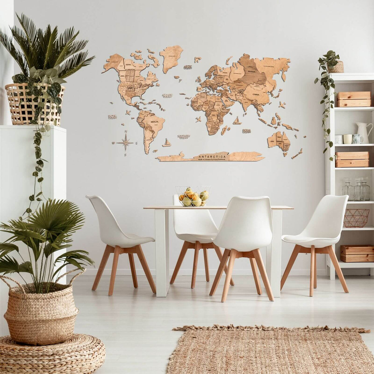 3D Wooden World Map Light -Size XL Prime