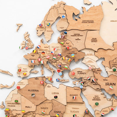 3D Wooden World Map Light -Size XL Prime