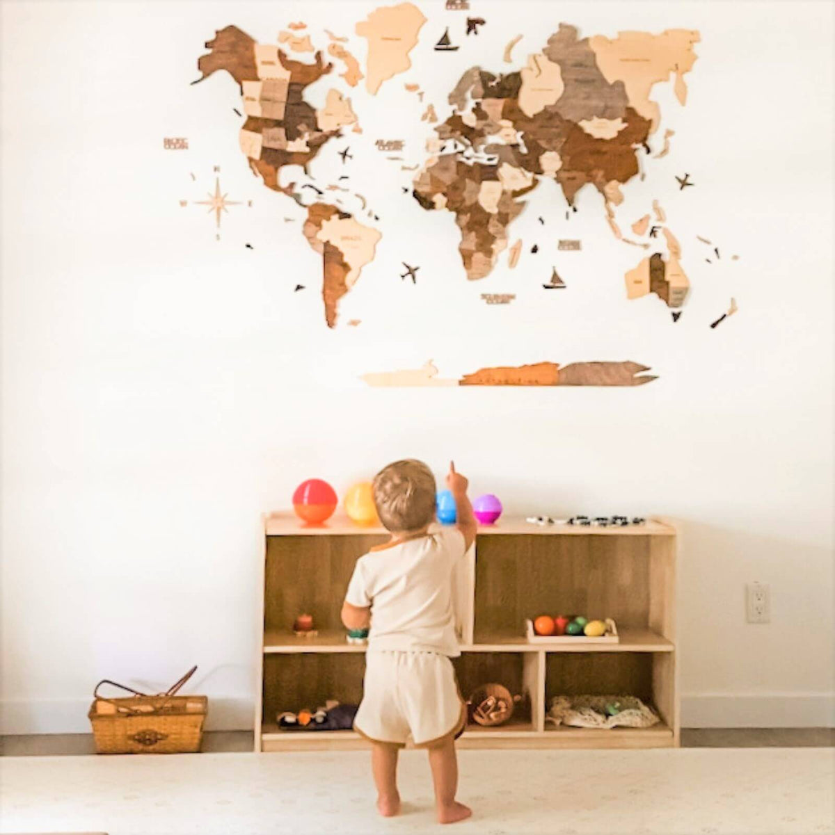 3D Wooden World Map Multicolor - Size XL Prime