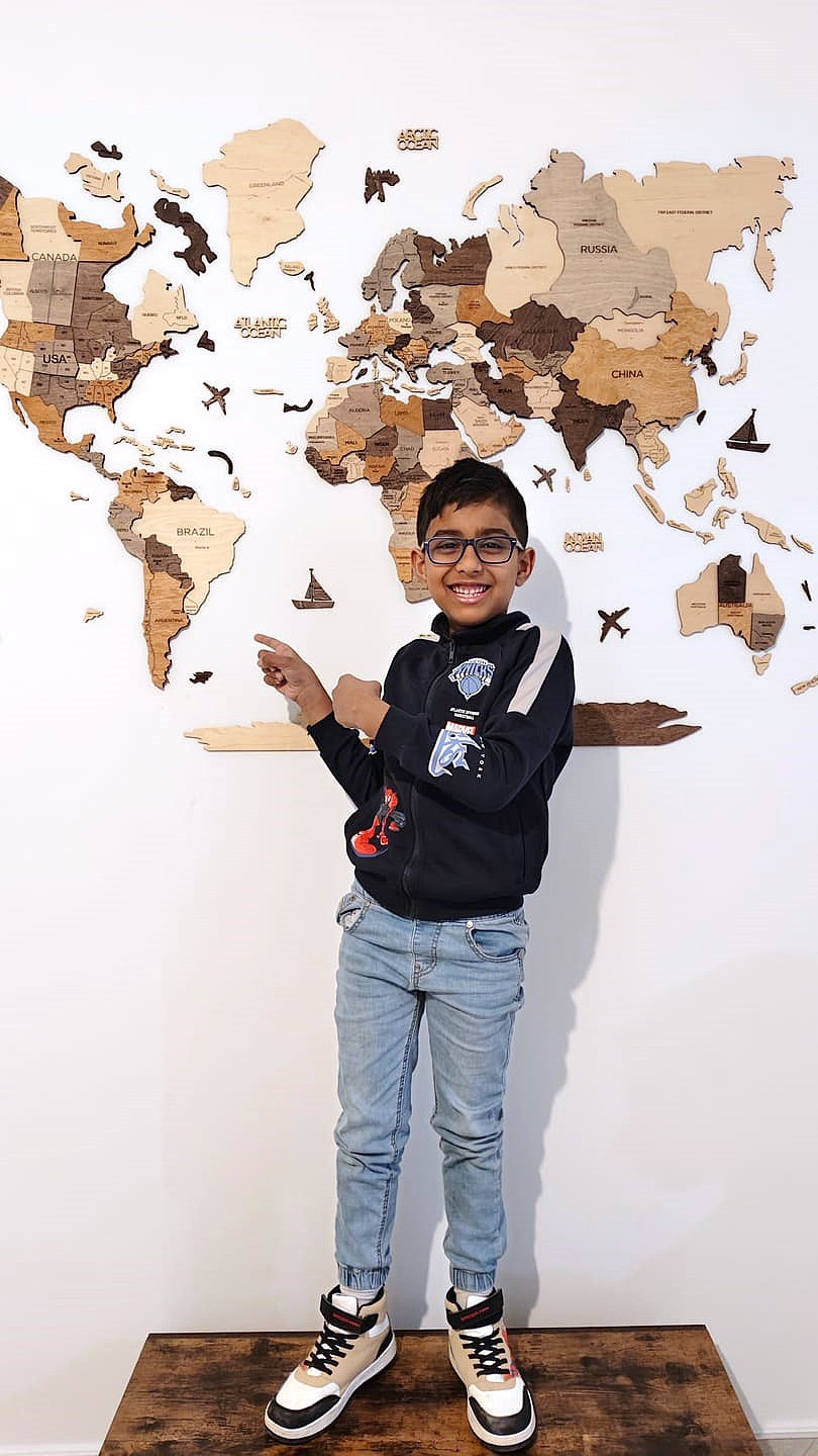 3D Wooden World Map Multicolor - Size L Prime
