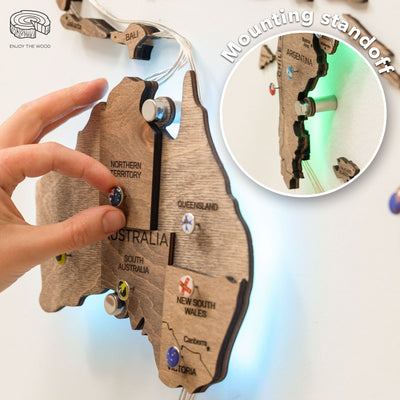 3D LED Wooden World Map 3.0 Terra - Size L Prime