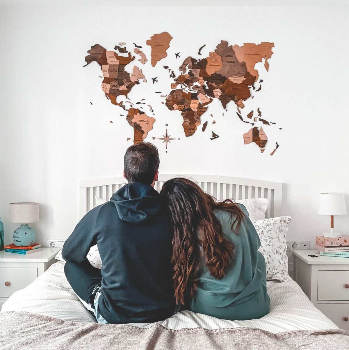 3D Wooden World Map Multicolor - Size L Prime