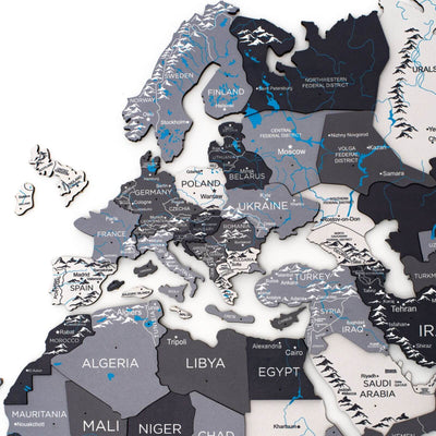 3D Wooden World Map Nordik - Size XL Prime