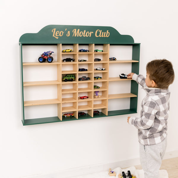 Wooden Wall-Mounted Toy Car Garage - Green
